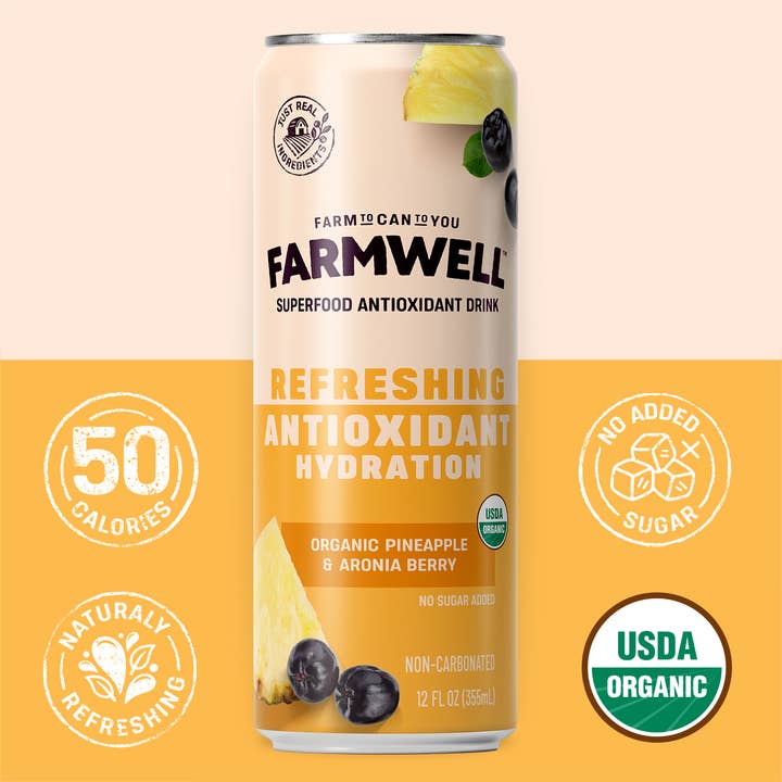 Organic Antioxidant Hydration - Pineapple (12-pack) for wholesale by Farmwell Drinks
