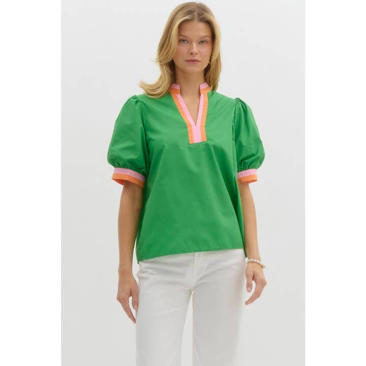 STYLE USA - Wholesale Tunic - Women's - Solid short bubble sleeve top