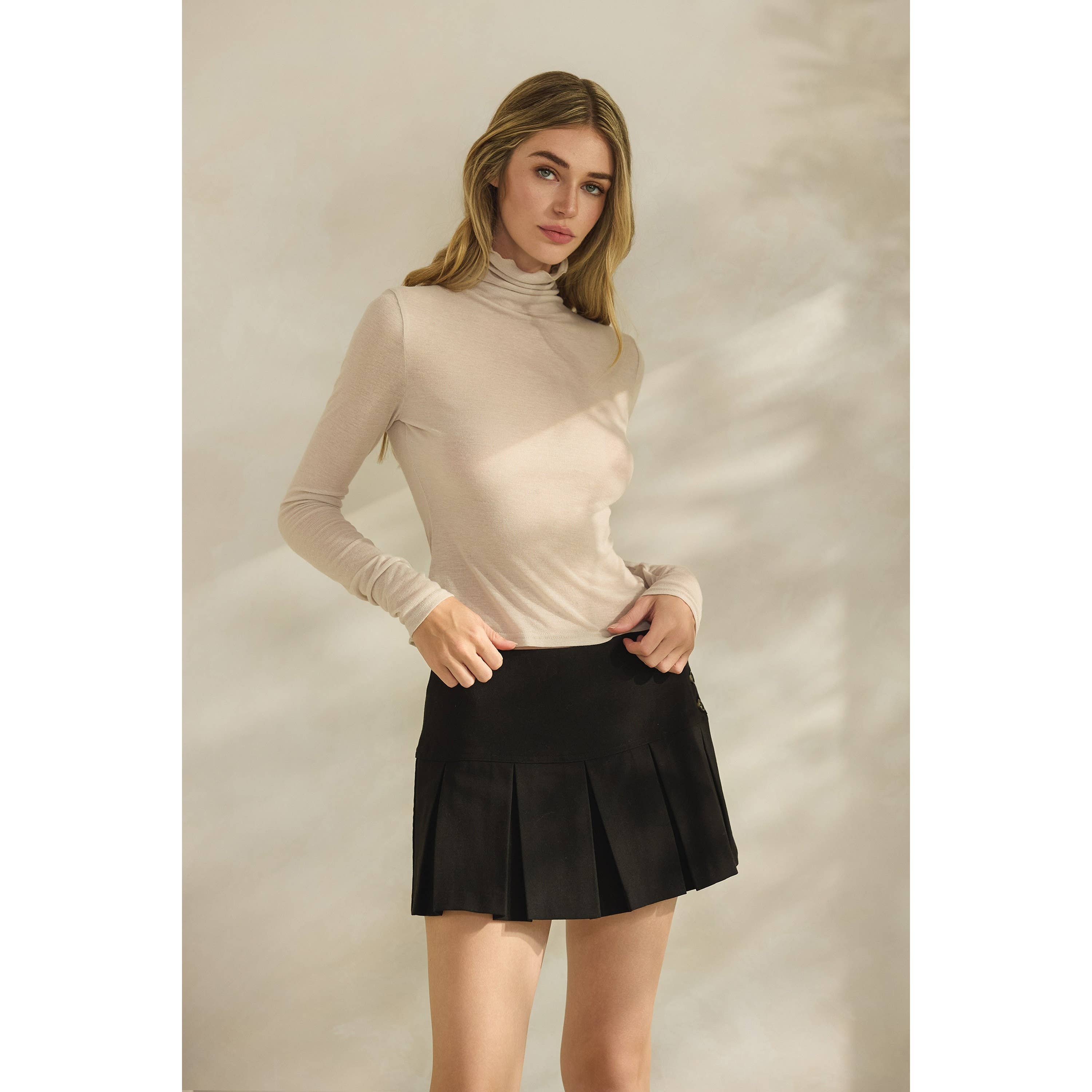 Honey Mango - Wholesale Blouse - Women's - Long sleeve sheer turtleneck top9