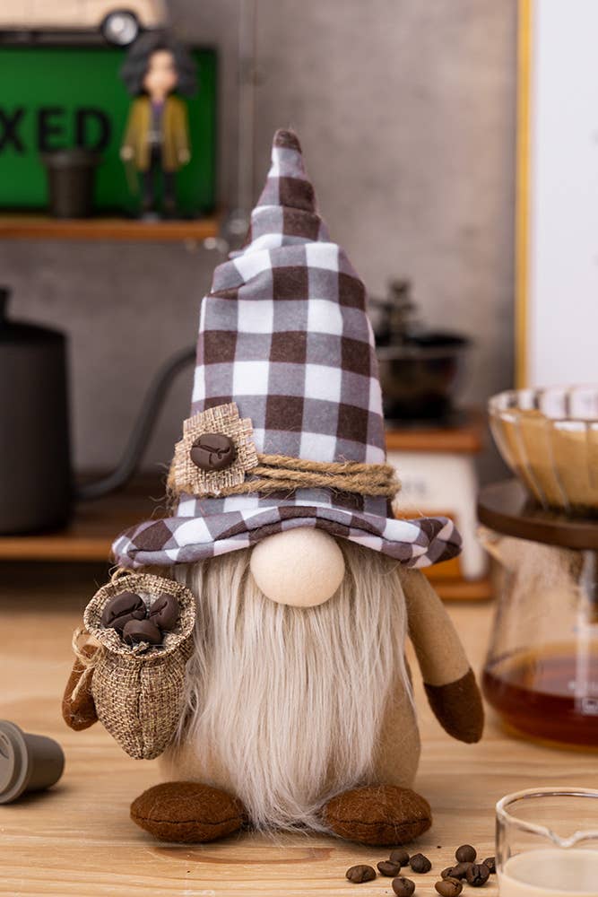 UNISHE – wholesale Decorative tabletop object – Plaid Coffee Bean Rudolf Doll MOQ 3PCS HB0200