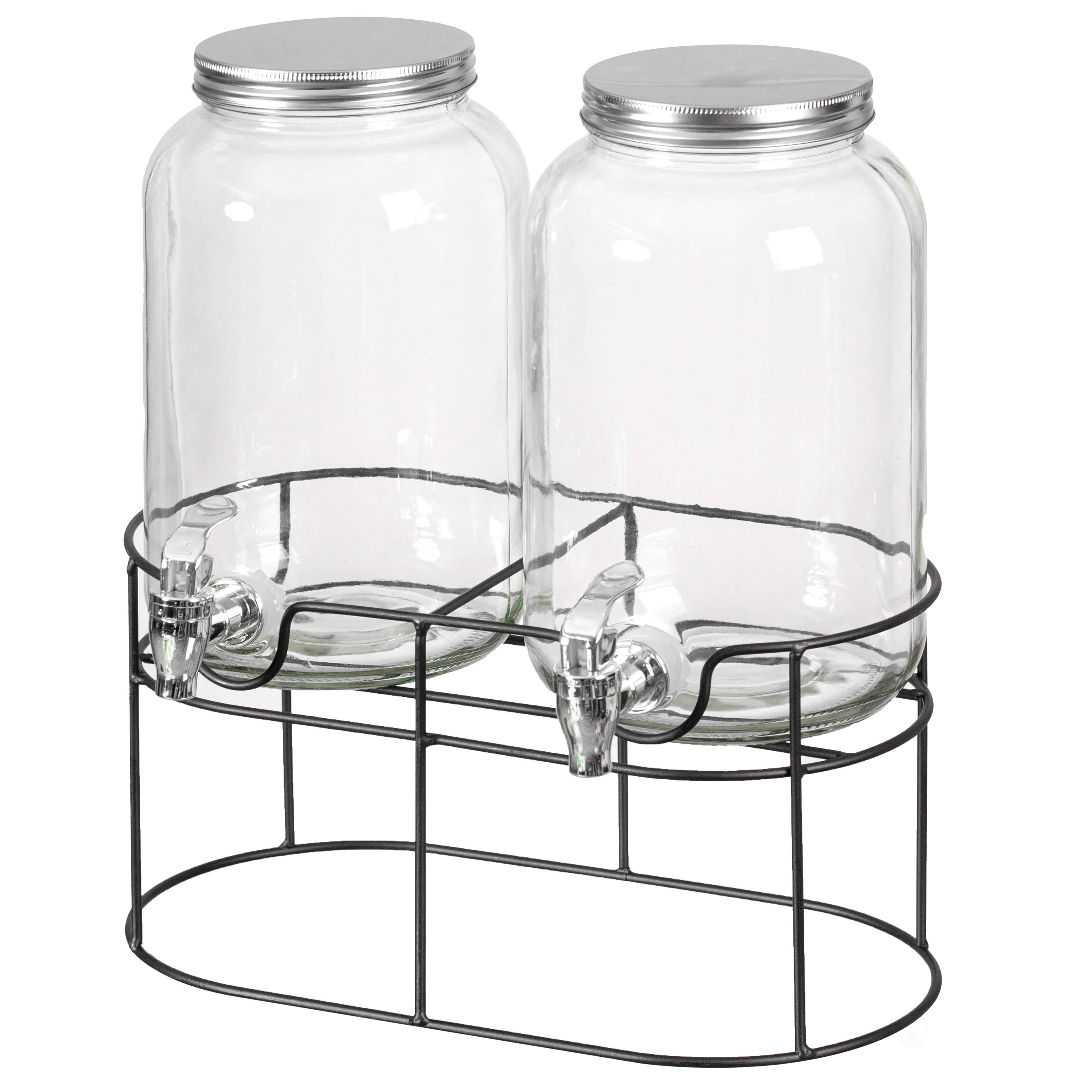 Quickway Imports - Wholesale Drink Dispenser - Basicwise  Glass Drink Dispenser Set with Metal Stand, Stain6
