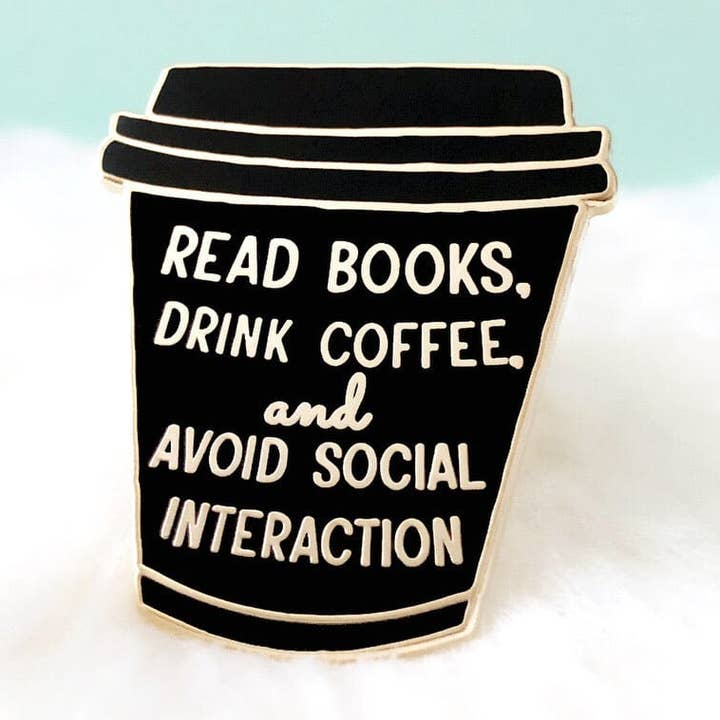 Broche en émail pour tasse à emporter, lire des livres et boire du café pour la vente par My Secret Copy
