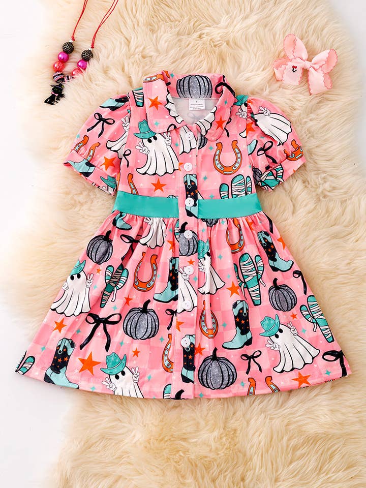 Chemise à carreaux imprimée Halloween avec boutons. DRG53651 AMY pour la vente par Kids Charm Online