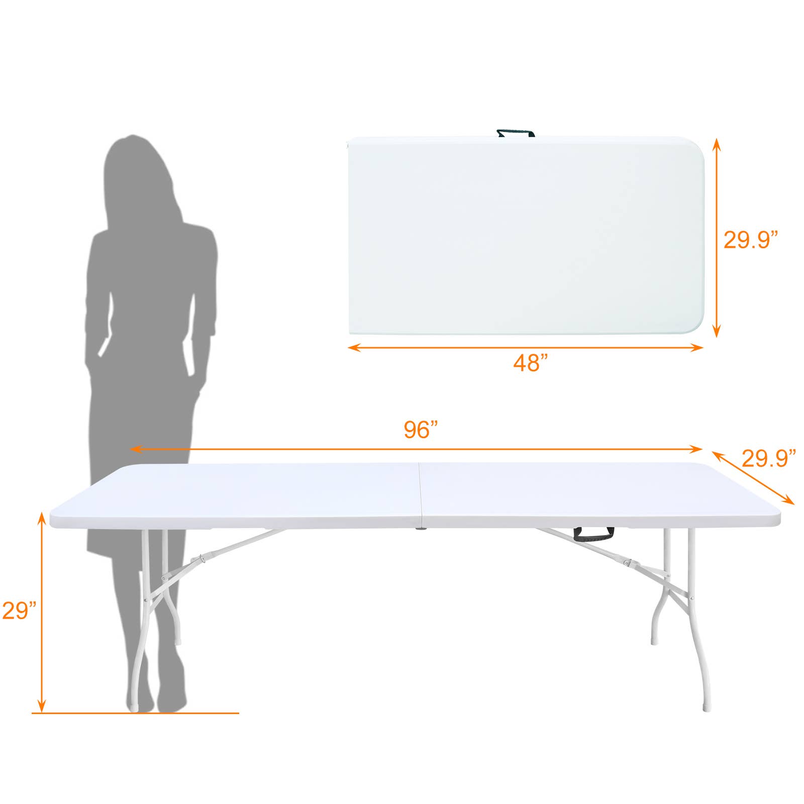 39F Inc. - Wholesale Patio Table - 4/6/8ft  Folding Table for Camping, Picnics & Parties, White2