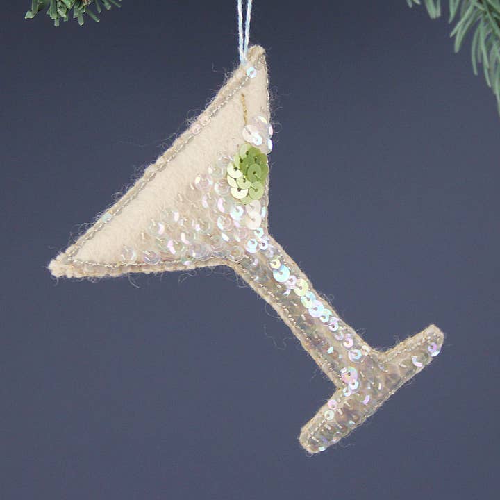Martini Heirloom Sequin Ornament for engroshandel hos Kate Gwilliam