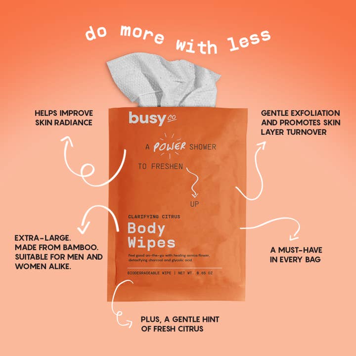 Busy Co - Wholesale Face & Body Wipes - Refresh Amenity Individual Body Wipes BULK 7