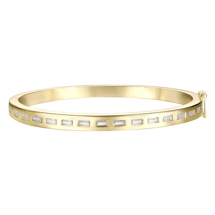 Brazalete de Baguette de Circonita Cúbica con Engaste de Bisel Chapado en Oro Amarillo de 14k para venta al por mayor de Genevive