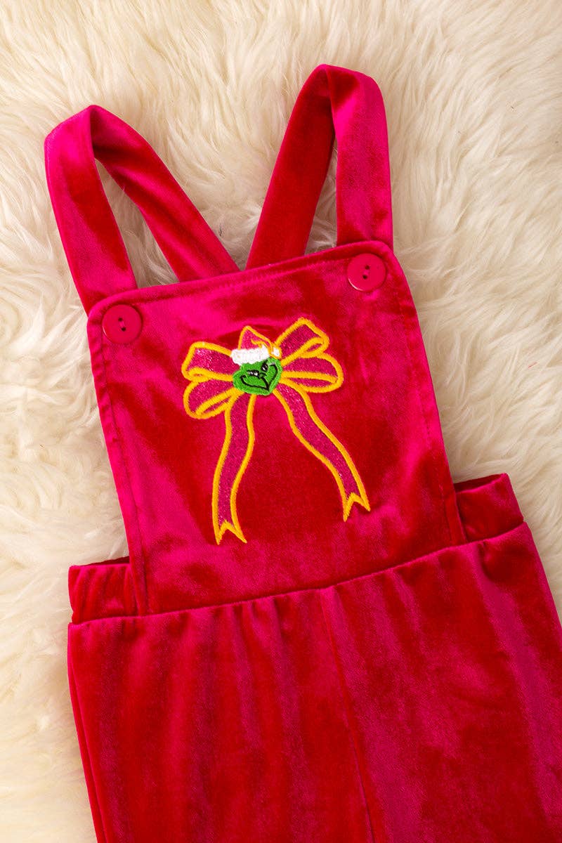 Kids Charm Online - Wholesale Jumpsuit - Kids - Christmas character on fuchsia velvety fabric romper. PNG50763 SOL2