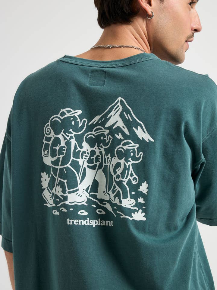 Camiseta Oversized Pesada para Caminhantes Floresta Tropical por atacado de Trendsplant Clothing
