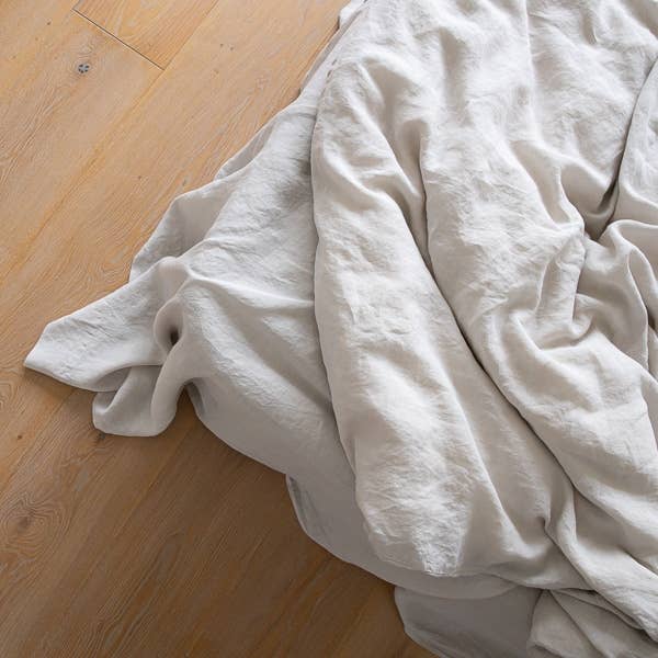 LinenMe - Vente Drap plat - Drap plat en lin Silver Stone Washed1