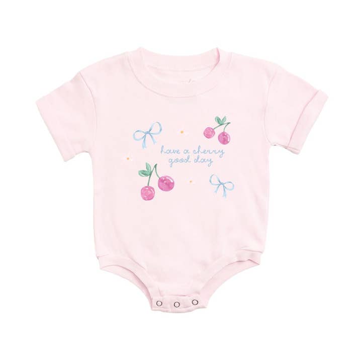 Cherry Good Day Macacão de Manga Curta - Roupa de Bebé - Primavera por atacado de Sweet Wink