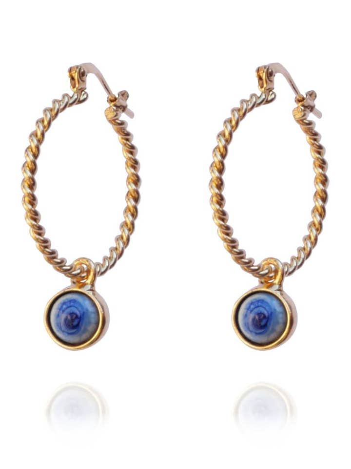 Diane marmorierte blaue Creolen für den Großhandel von CHRISTEL BUSSIERE