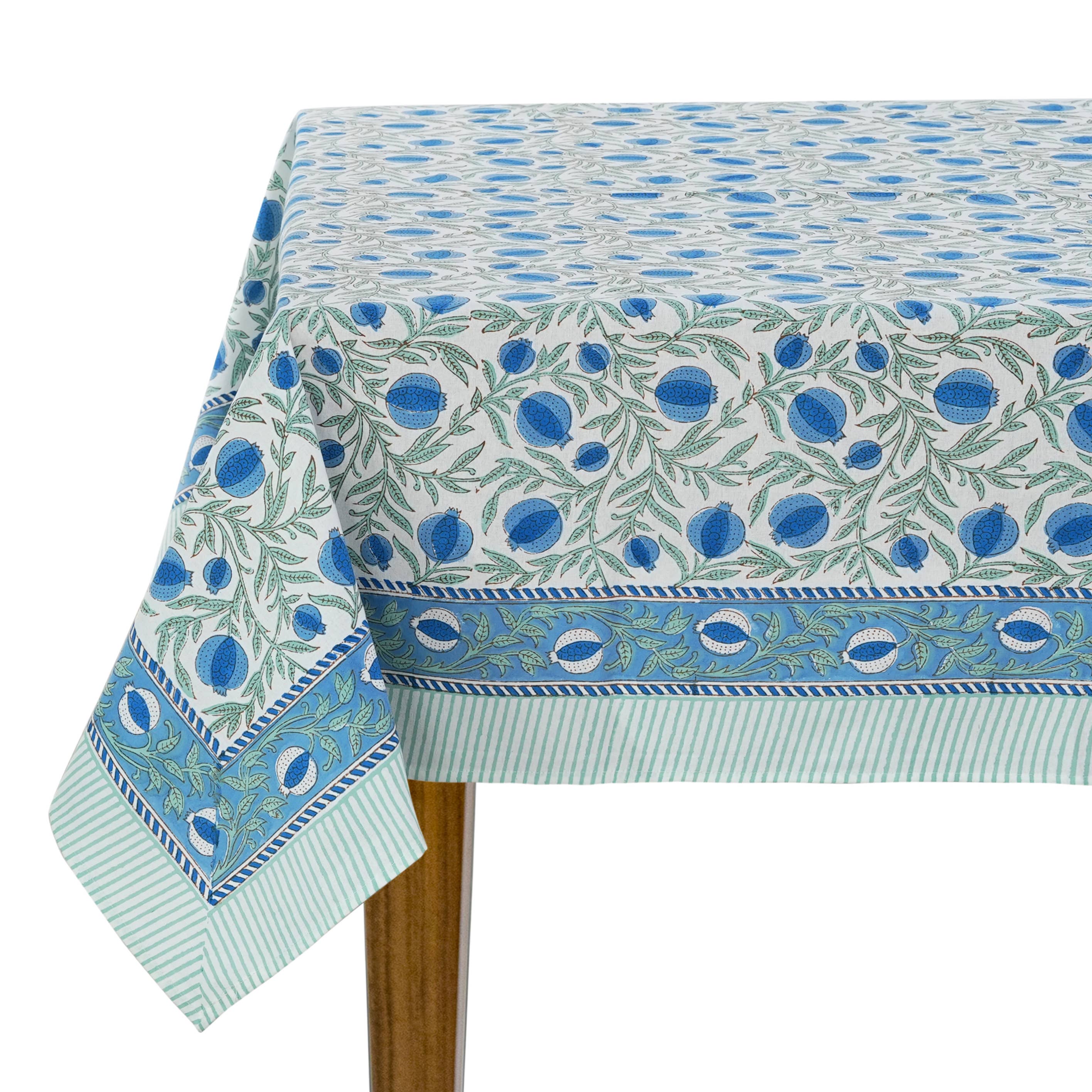 Fabricrush - Wholesale Tablecloth - Fabricrush New Queen Blue Tablecloth Indian Hand Block Print4