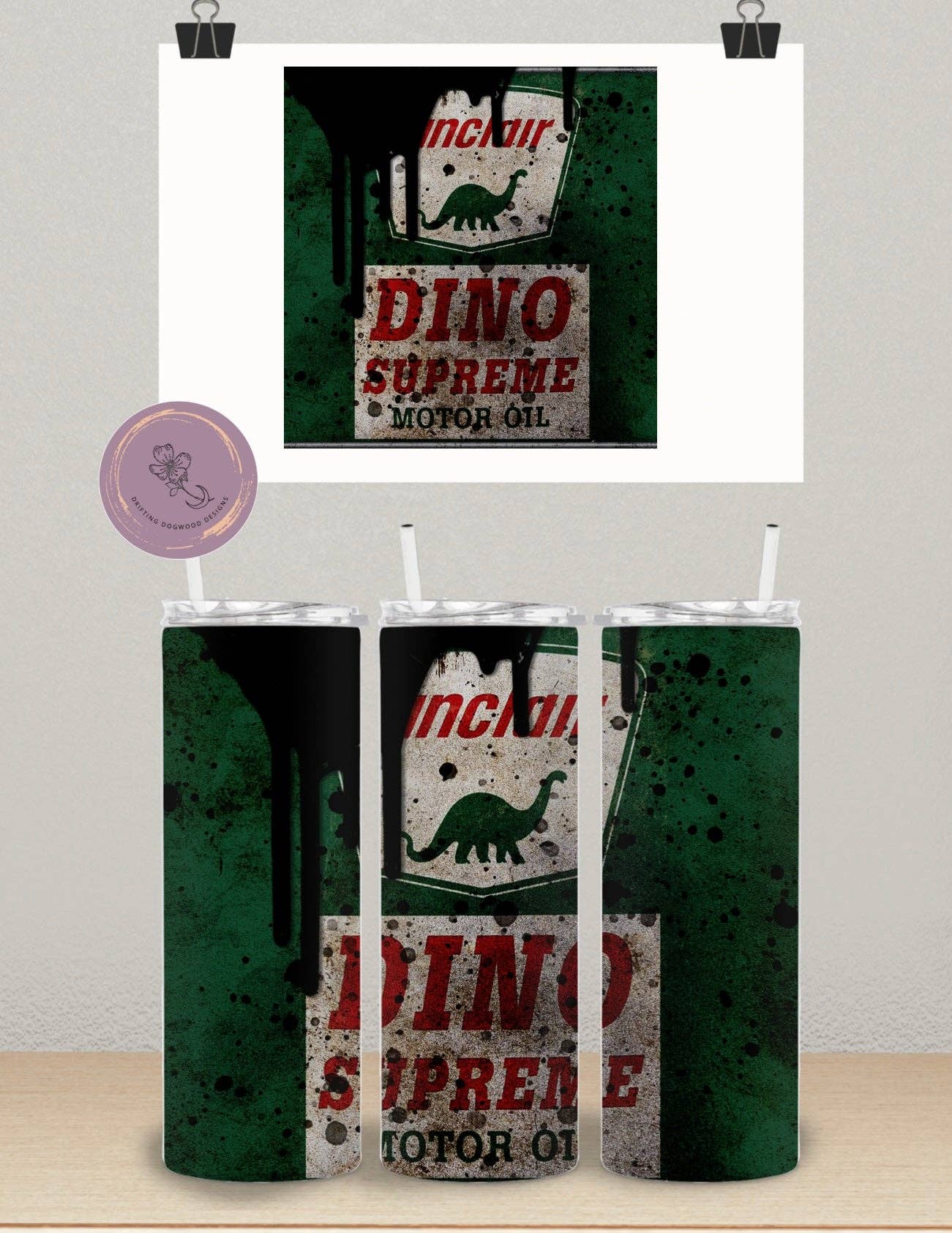 Drifting Dogwood Designs - Wholesale Insulated Mug/Tumbler - Sinclair Motor Oil Tumbler1