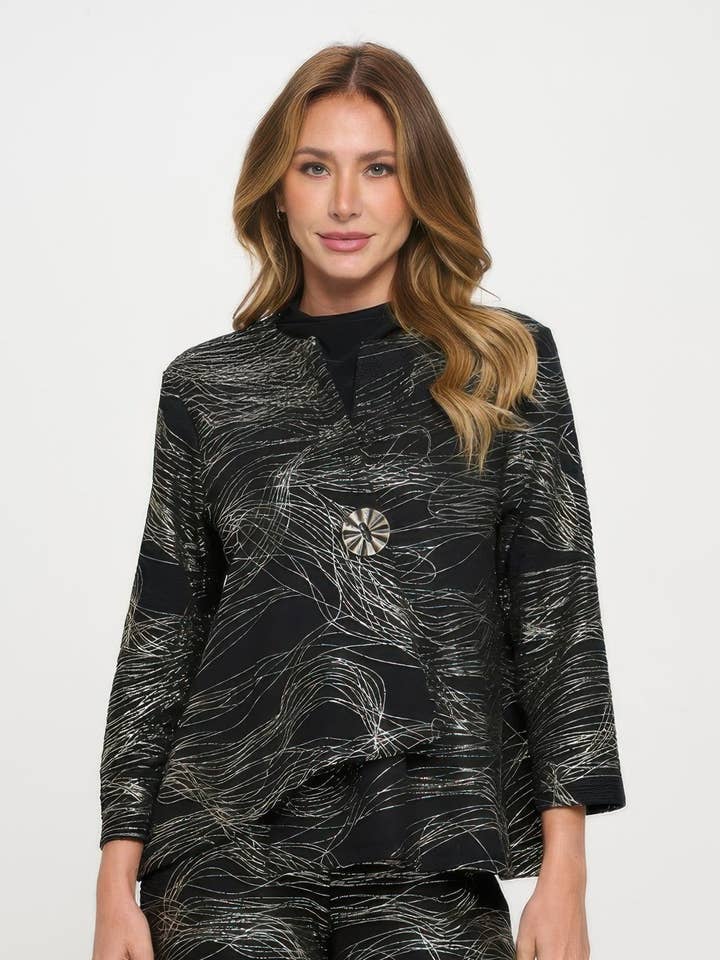 Chaqueta de botones de jacquard Fukuro con lámina para venta al por mayor de CC Wholesale Clothing