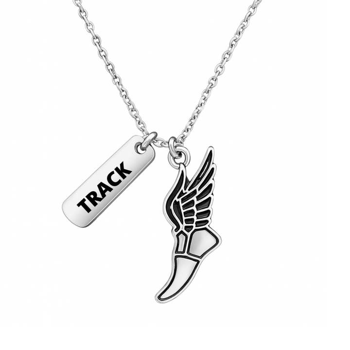 Track and Field Engraved Necklace for wholesale by Sportybella