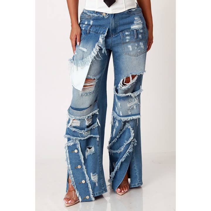 VERWASCHENE NUTZLAST-CARGO-DENIMHOSE für den Großhandel von Black Pearl Clothing