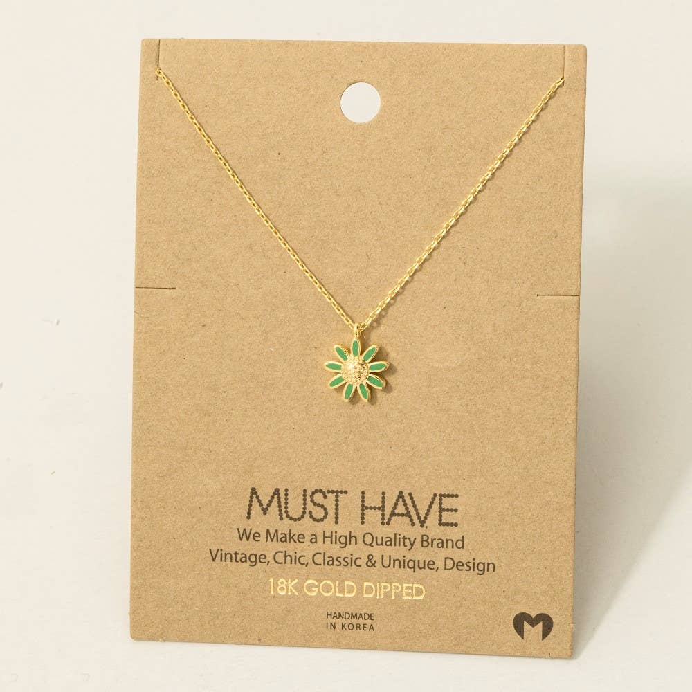 Fame Accessories - Wholesale Pendant/Charm Necklace - Gold Dipped Daisy Flower Pendant Necklace3