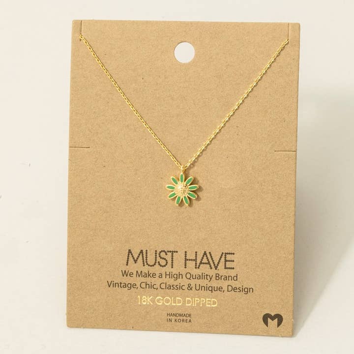 Fame Accessories - Wholesale Pendant/Charm Necklace - Gold Dipped Daisy Flower Pendant Necklace3