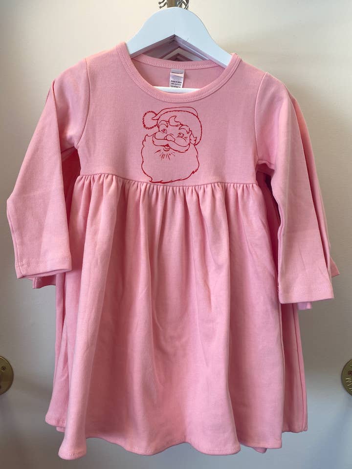 Santa Pink Dress Christmas Kids Clothes for wholesale by Little Hoot Designs