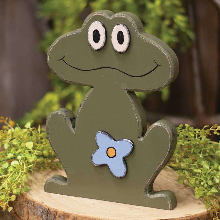 The Hearthside Collection – wholesale Dekorativt bordsobjekt – Rustikt trä Leende Flower Frog Sitter