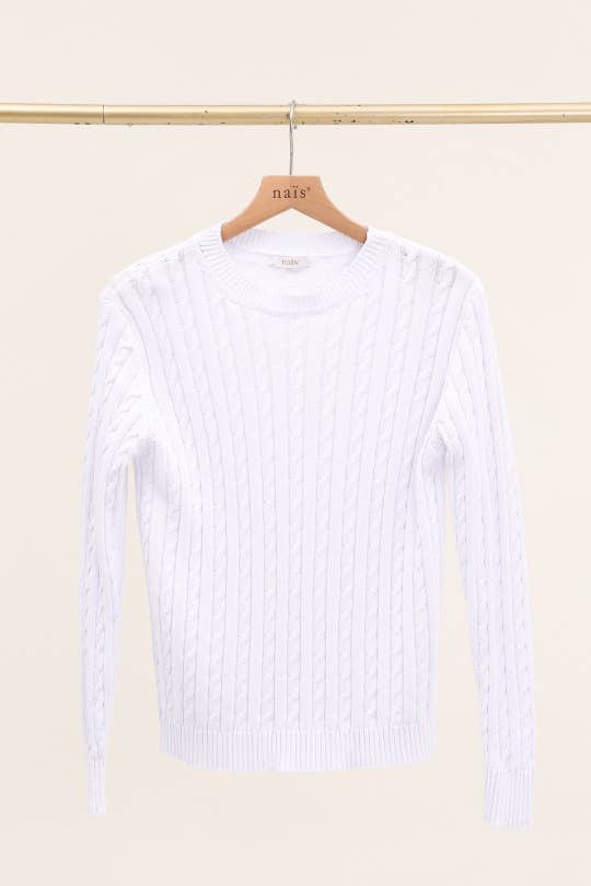 NAÏS PARIS – wholesale Pullovertröja - Dam – Tröja med rund hals och kabelstickning i 100 % bomull2