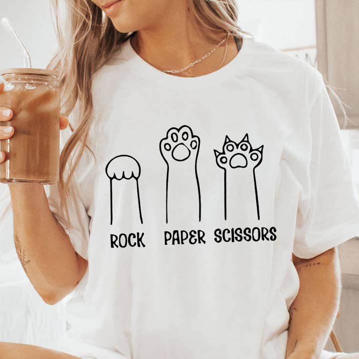 Sister Ray - Wholesale T-Shirt (Graphic) - Women's - Rock Paper Scissors Funny Cute Cat Graphic T-Shirt