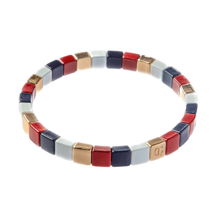 Wholesale Tiny Tile Bracelet - Red/Navy/White for wholesale by Caryn Lawn