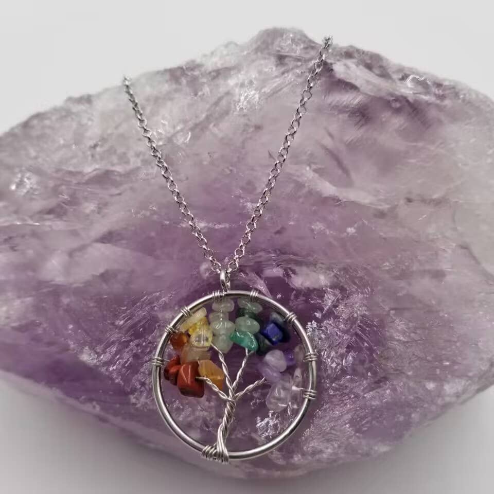 magnolia jewelry - Wholesale Pendant/Charm Necklace - Wire Wrap Natural Stone Tree of Life Necklace0