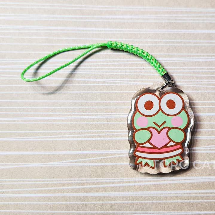 Green Frog Heart Phone Charm for wholesale by Otoro Cat