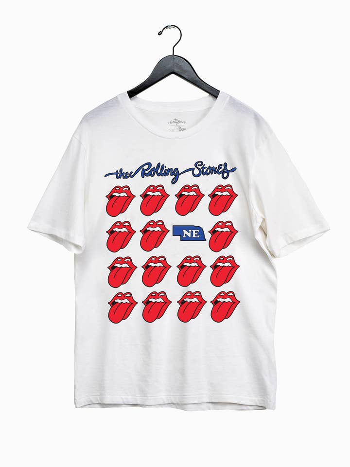 Rolling Stones Nebraska Multi Lick White Graphic Tee for wholesale by LivyLu