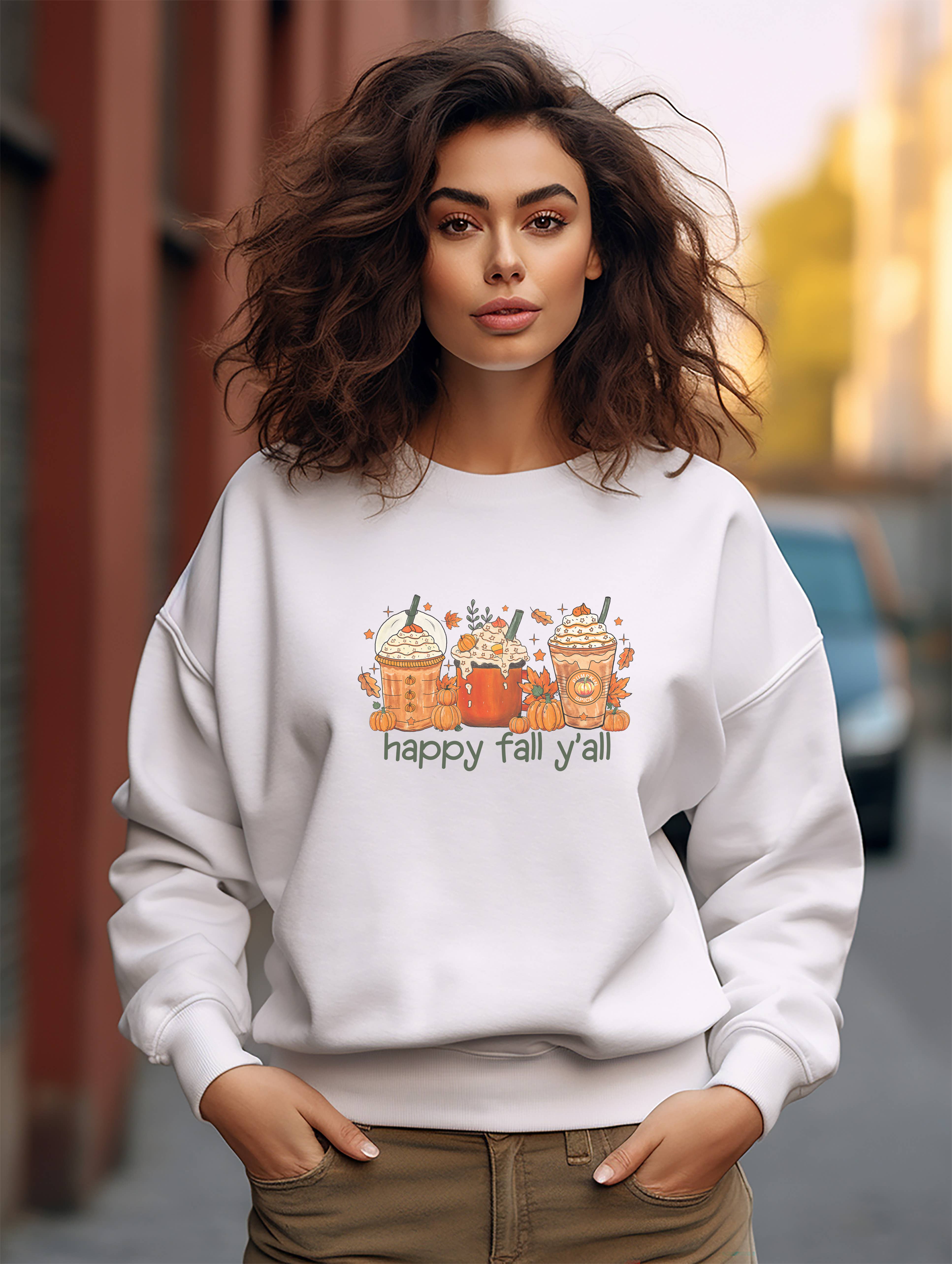 Peanut Bunny – wholesale Sweatshirt med tryck - Dam – Happy Fall Y'all - Hösttröja0