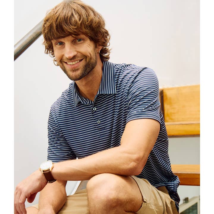 Polo Gary Performance - Rayure bleu marine pour la vente par SURFSIDESUPPLY