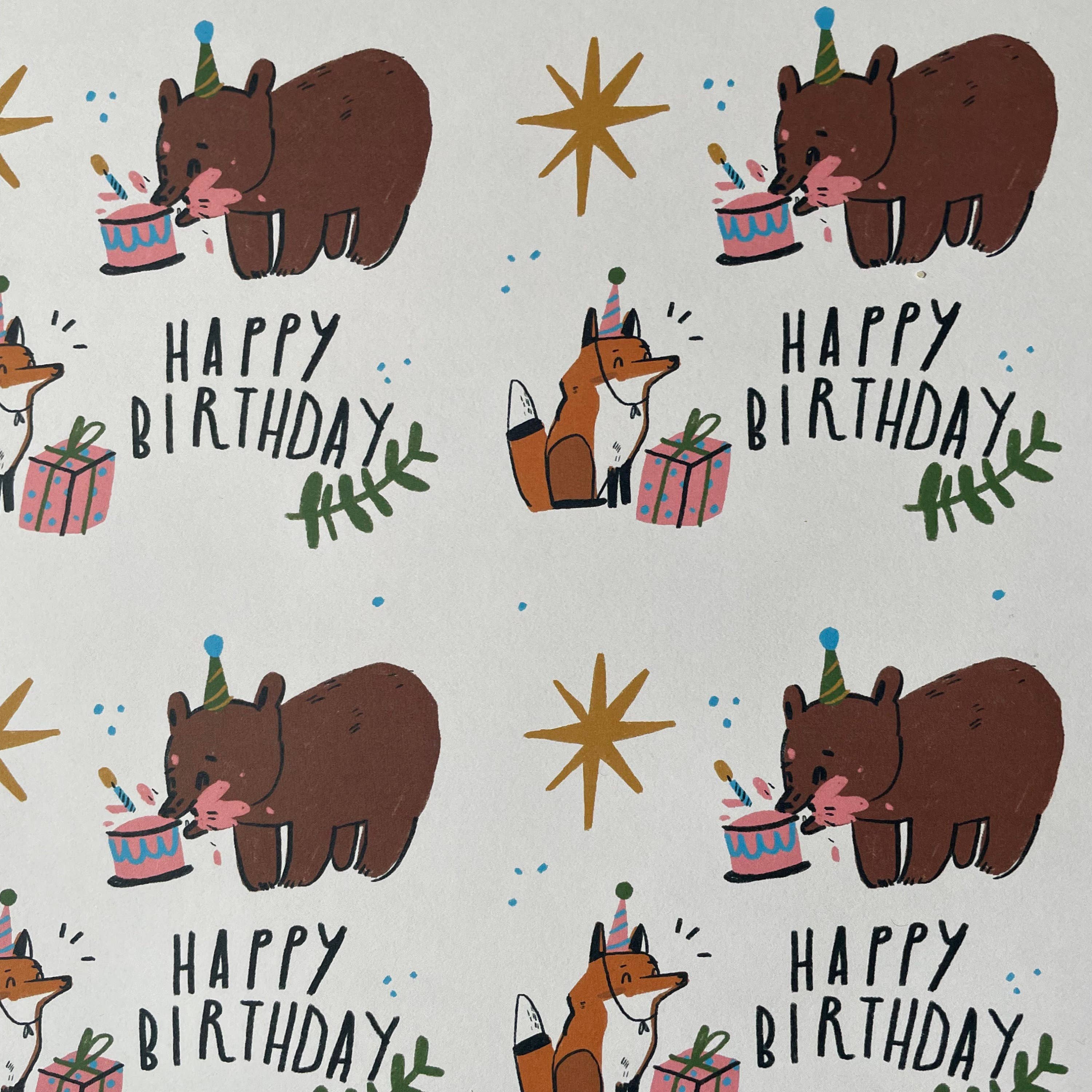 Dick Vincent Illustrations - Wholesale Flat Wrap - Happy Birthday Gift Wrap1