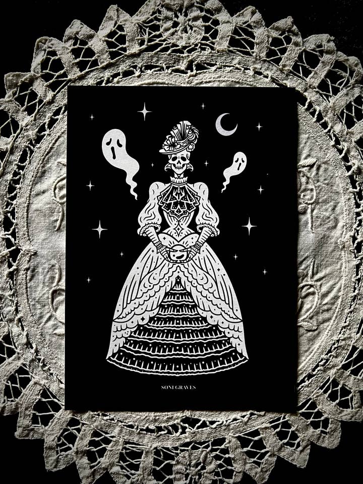 Victorian Spiritualist Print, 5x7", Spooky Gothic Dark Art for wholesale by Soni Graves