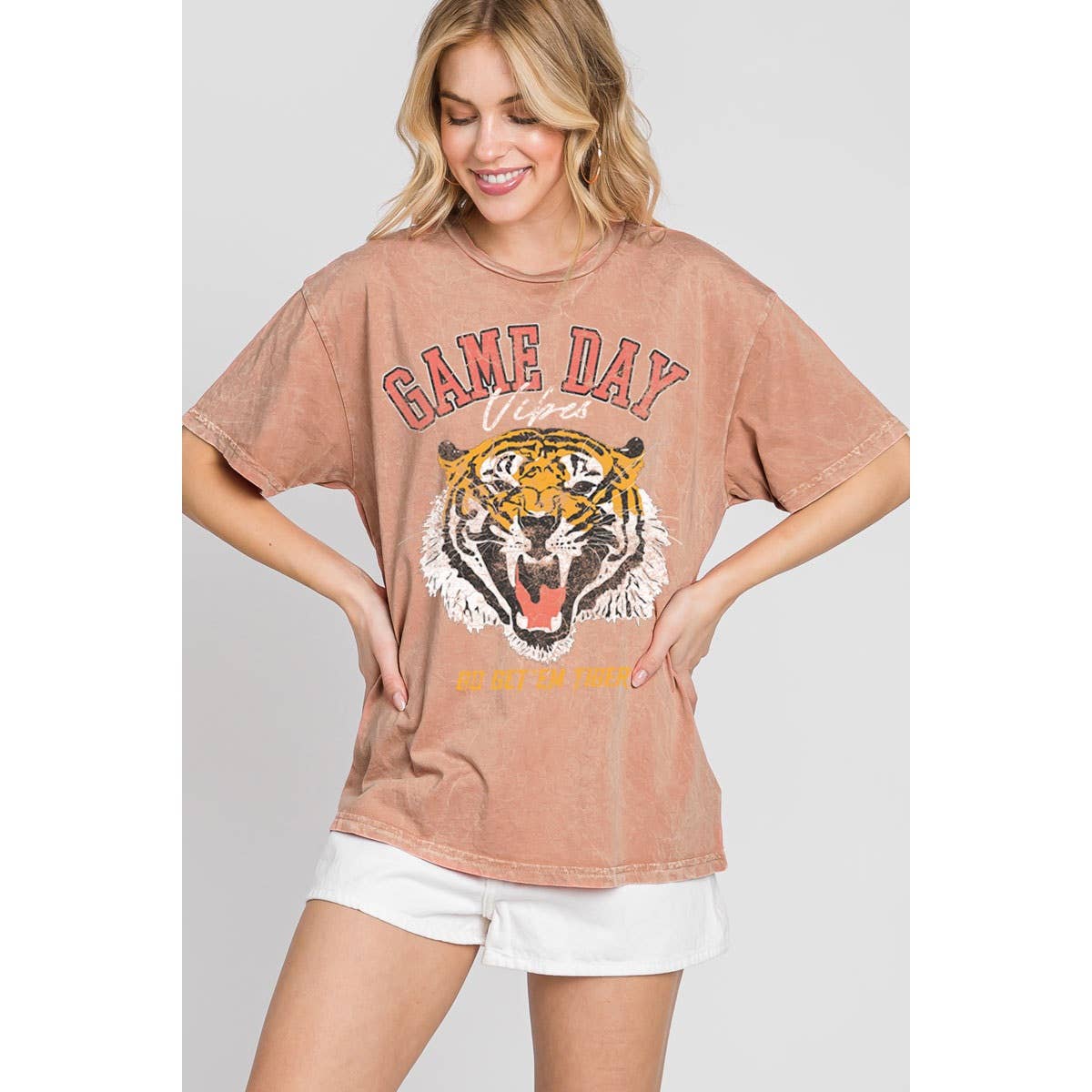 HRTandLUV - Wholesale Screen Printed T-Shirt - Women's - GAME DAY TIGER MINERAL GRAPHIC TEE1