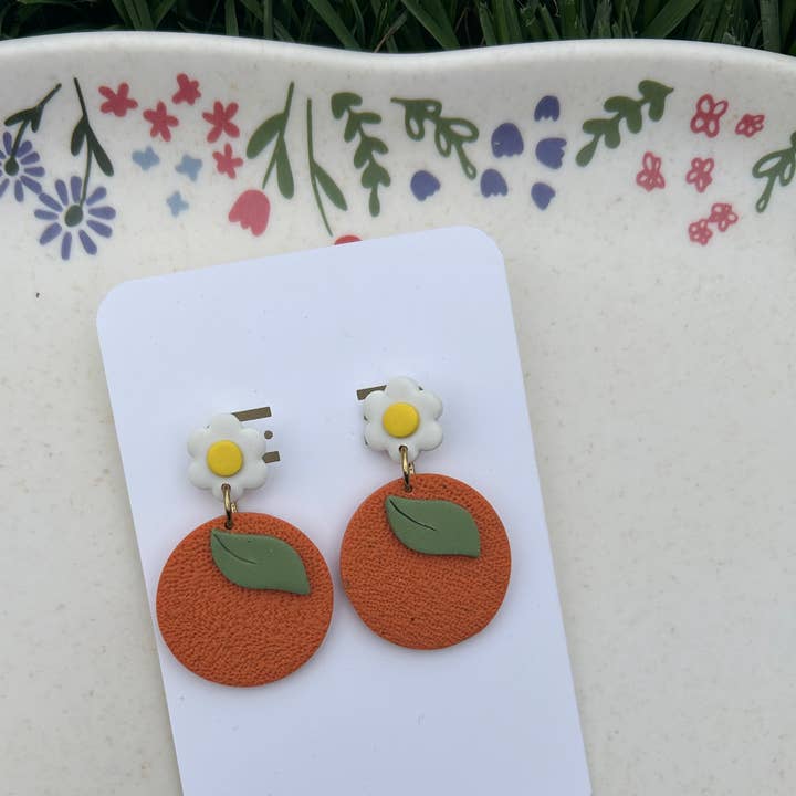Orange Polymer Clay Earrings for wholesale by Miss Mattie Bleu's