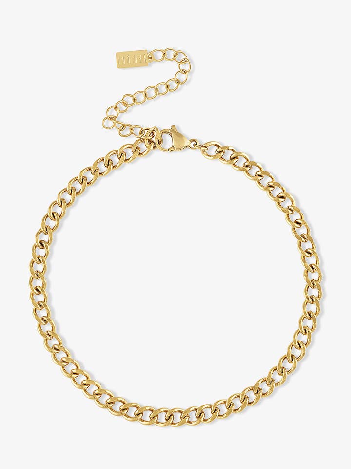 Kendall Gold Curb Chain enkelbandje voor wholesale door Ben Oni Jewelry