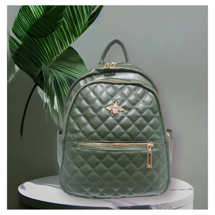 Sac à dos matelassé en forme d'abeille de taille moyenne -22 pour la vente par Superbia