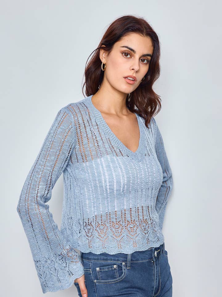 Short solid crochet top for wholesale by KY CREATION PARIS