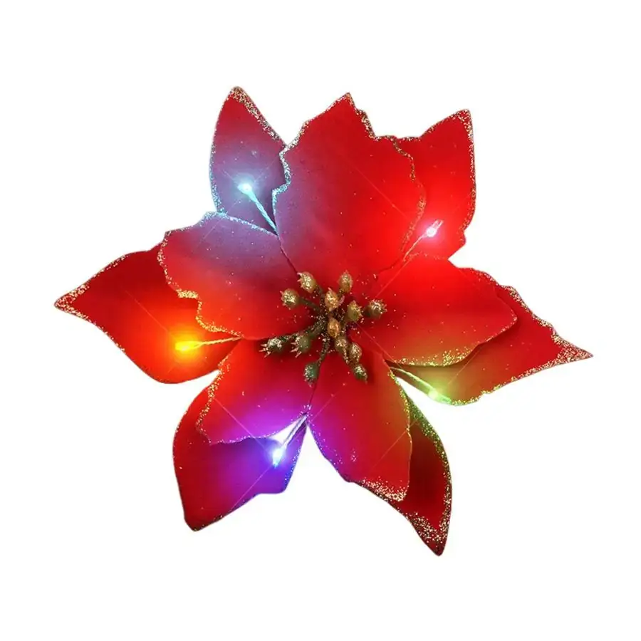 Blinkee.com, LLC - Wholesale Hair Clip - Women's - Light Up Christmas Red Poinsettia Hair Clip2
