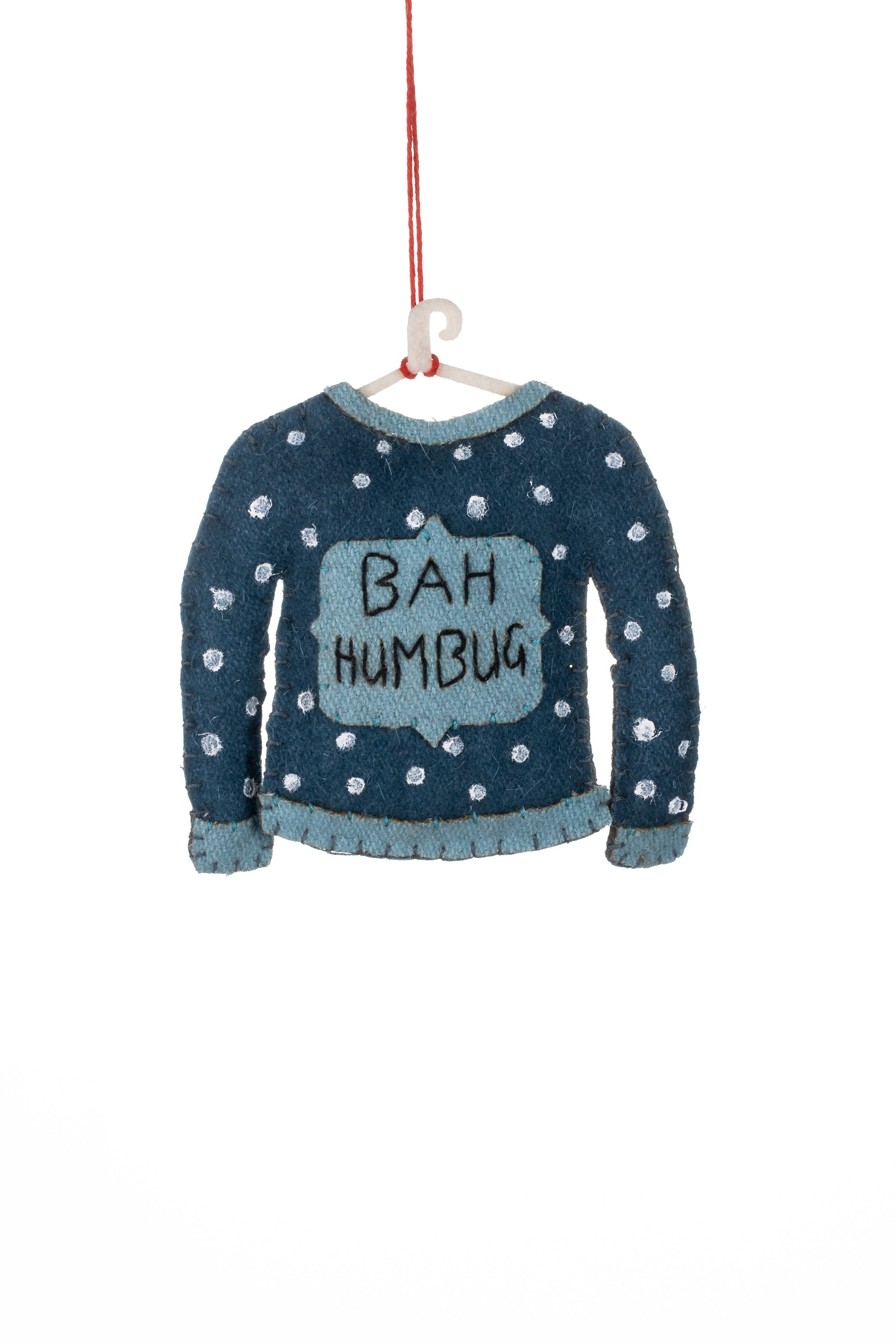 Shoeless Joe Ltd – wholesale Christmas decoration – Felt Bah Humbug Jumper0