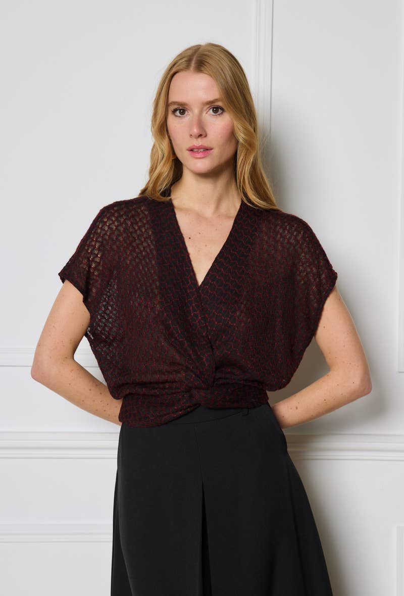 LULUMARY - Wholesale Blouse - Women's - Textured crop top H7004