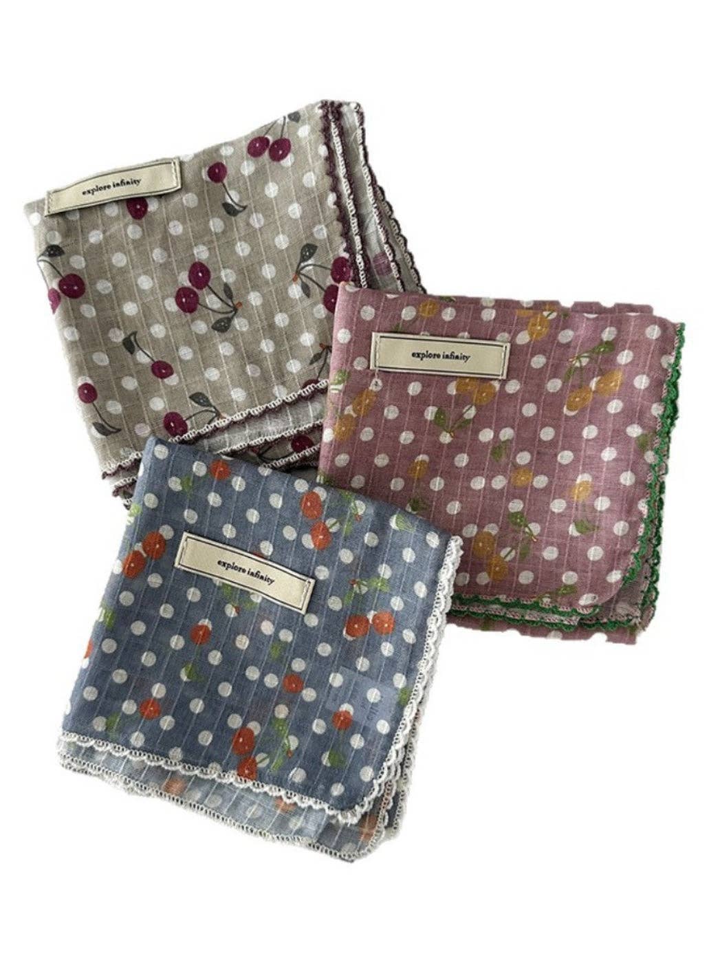 Funkyrel® Atzbranding Limited - Wholesale Scarf - Women's - Scarvii - Vintage Polka Dot Neck Scarf with Cherry Patterns3