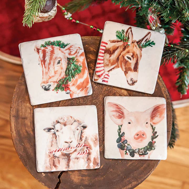 Col House Designs - Wholesale Coasters - Christmas Farm Animals Resin Coasters1