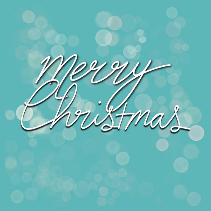 FNIC designs - Wholesale Flat Wrap - Luxury wrapping paper, Teal Merry Christmas lettering