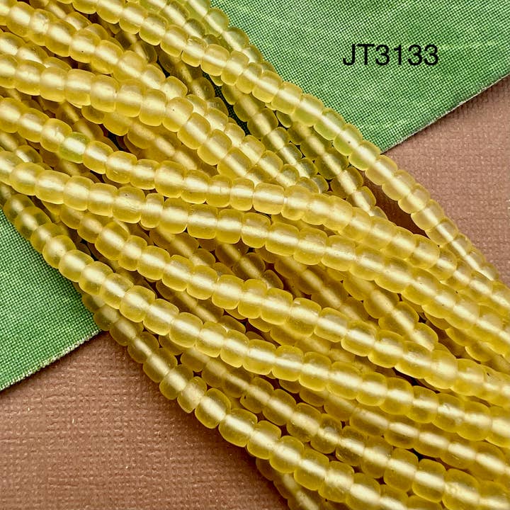 Indonesian Glass Strands - Yellow Solid, 5 Strands for wholesale by Bead Goes On