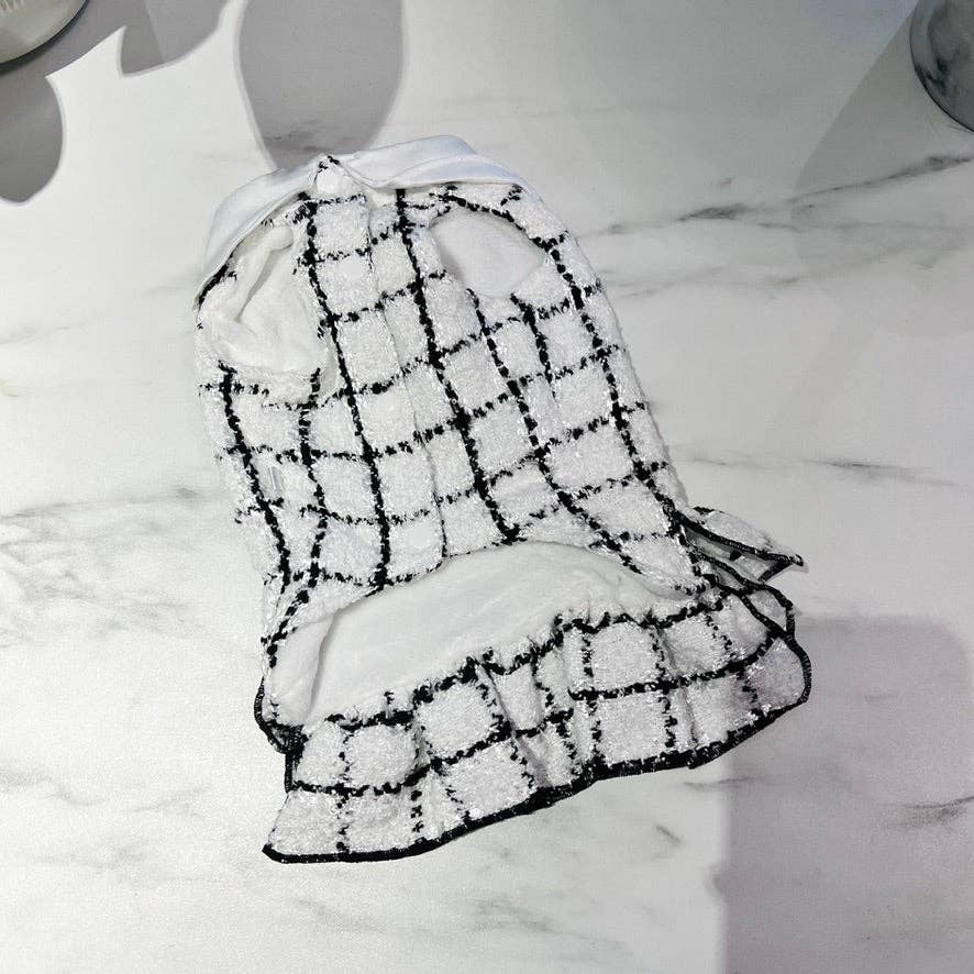 Channyfinds - Wholesale Pet Dress - Dog - Classic | Tweed Style Monochrome Pet Dress5