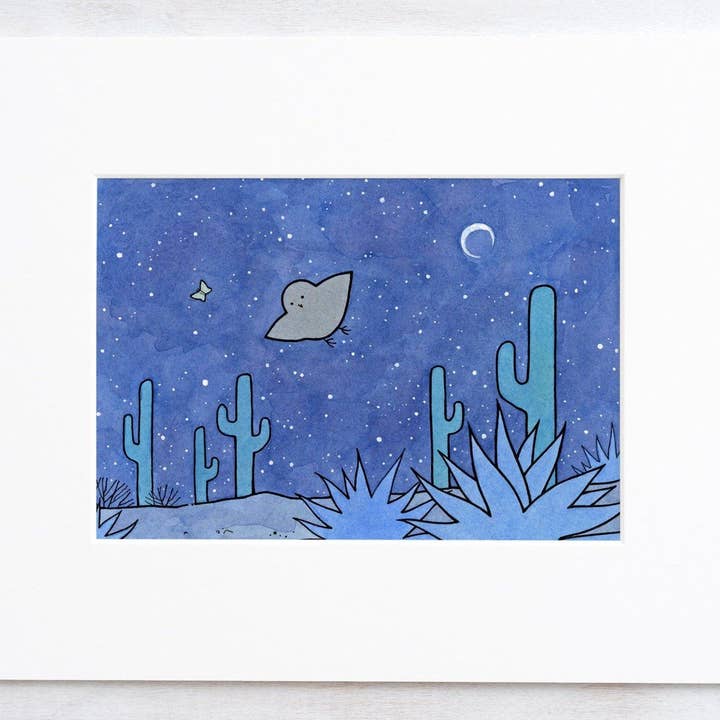 Studio Tuesday - Vendita all'ingrosso Stampa artistica - Stampa gufo di elfo, Desert Cactus Art, decorazione per vivaio con cactus