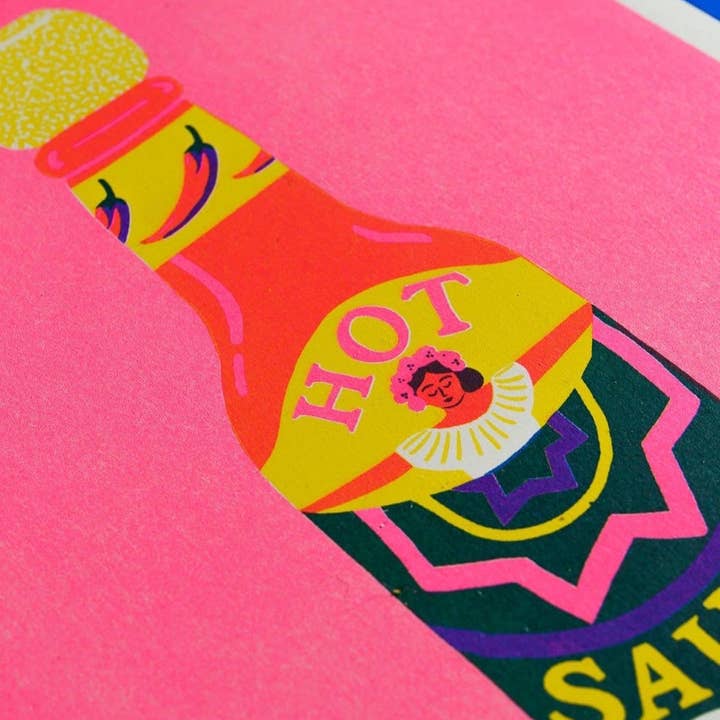 naomi wilkinson illustration - Wholesale Art Print - Pink Chilli Sauce Riso1